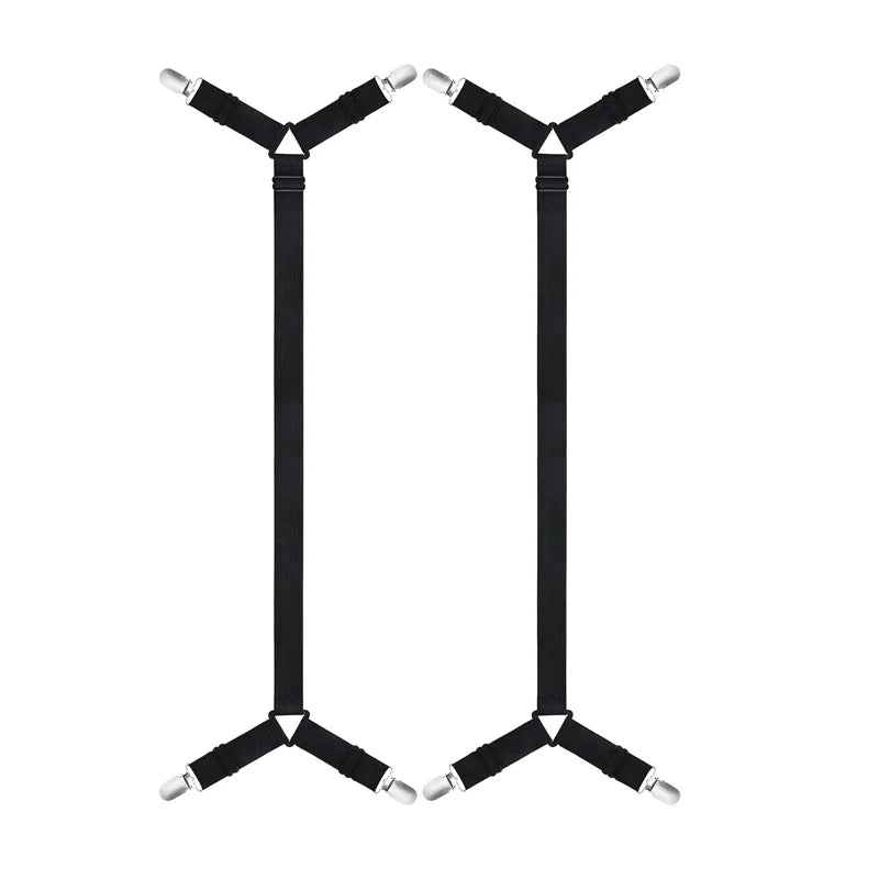 sangles élastiques ajustables clips métalliques maintien draps lit noir modernes 70cm 280cm