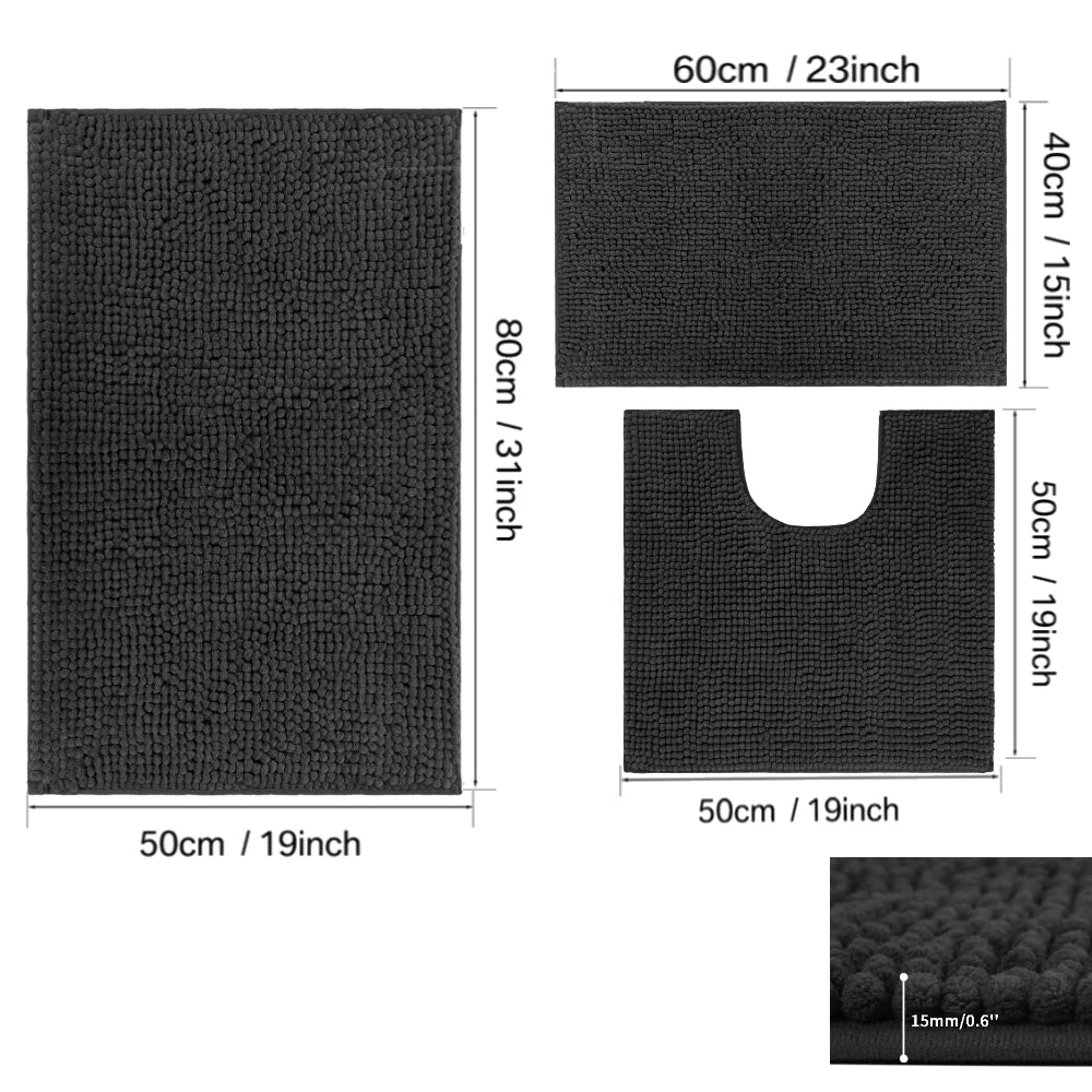 ensemble tapis bain chenille doux absorbant secage rapide motif rayures salle bain