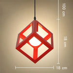 lampe suspendue moderne structure géométrique carrée verte bleue blanche jaune rouge