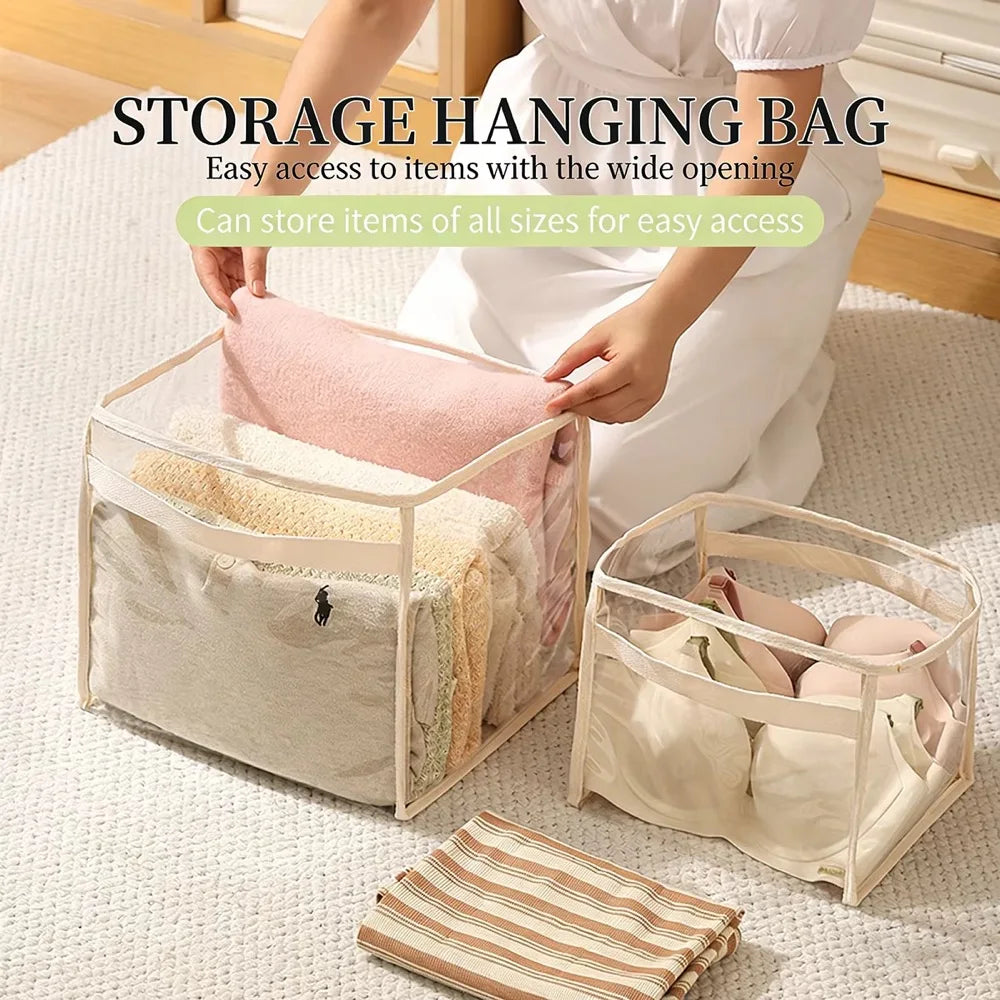 sac rangement suspendu transparent moderne grande capacité poignées détachables jouets enfants multifonctionnel
