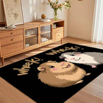 tapis cartoon hamsters mignons noir beige gris rose blanc moderne salon chambre bébé