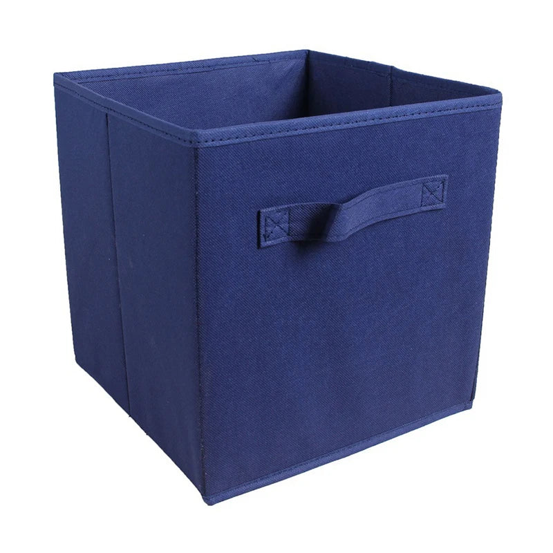 boîtes rangement pliables tissu uni moderne bleu marine beige jaune vert poignées détachables respectueux