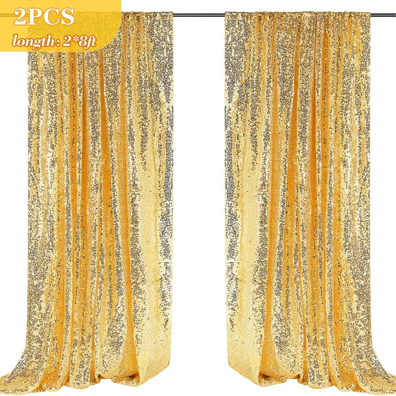 rideau paillettes or argent élégant festif polyester panneaux 8ft transparent événement