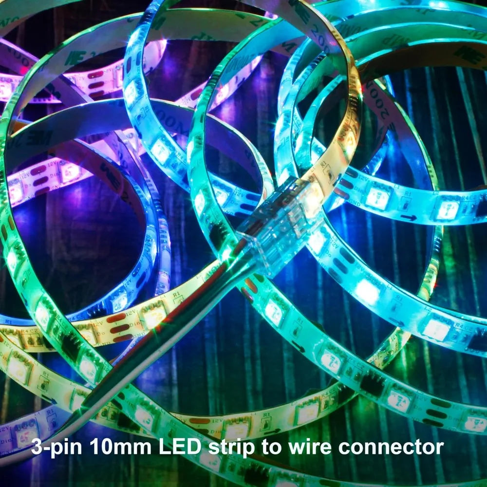 connecteur led broches transparent clips ruban led universel rgb 10mm 12v cecerohsul