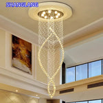 suspension lumineuse moderne cristal transparentes diamètre 55cm hauteur 180cm led warm cold white