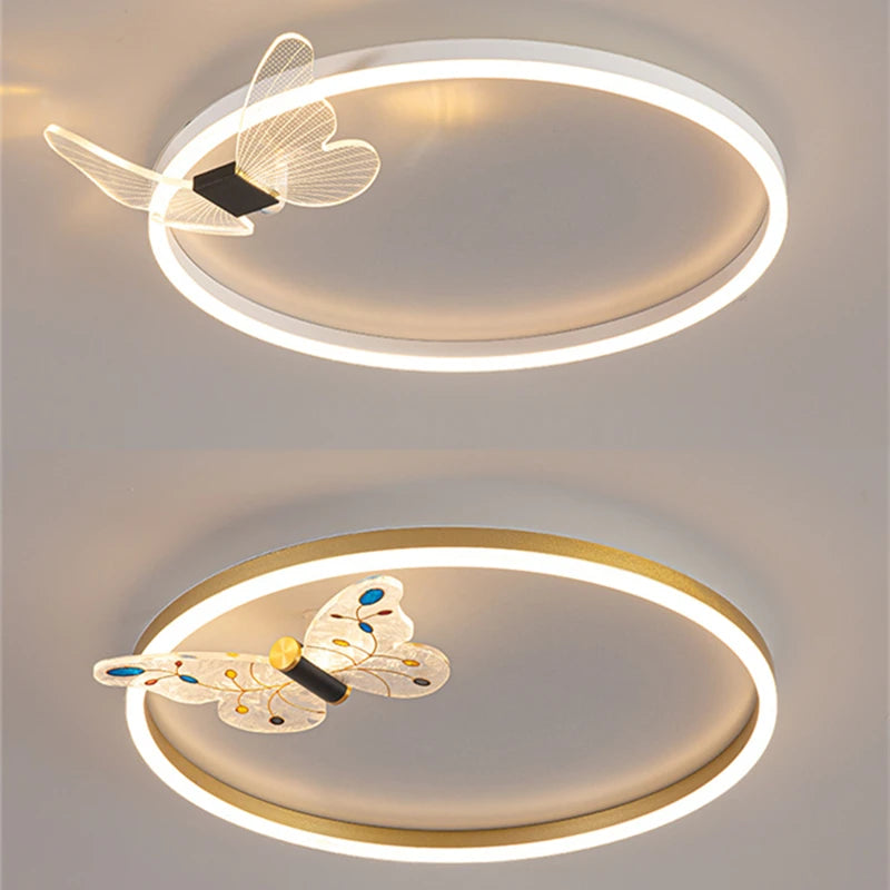 lampe moderne papillon décoratif blanc doré couleur variée interrupteur bouton led