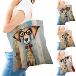 sac main moderne imprimé chien lunettes motifs géométriques couleurs variéesversible
