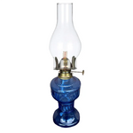 lampe huile bleue ancienne verre opaleux intérieur décoration maison éclairage rustic vintage