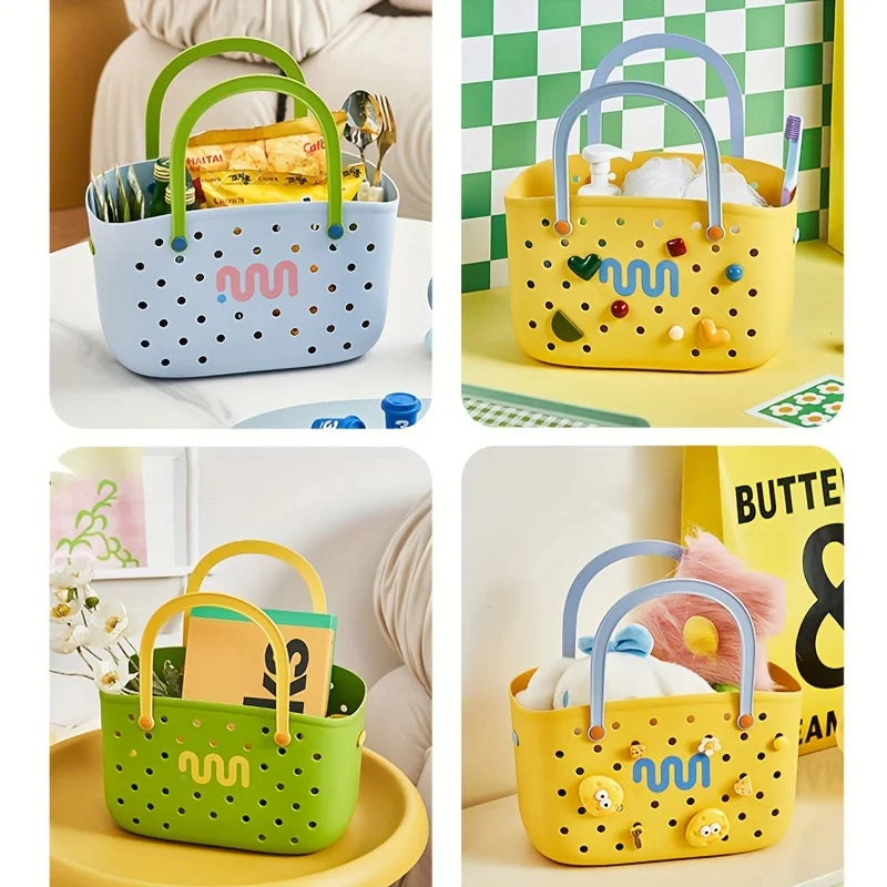 panier rangement multicolore imperméable perforations vague ludique enfants porte objet