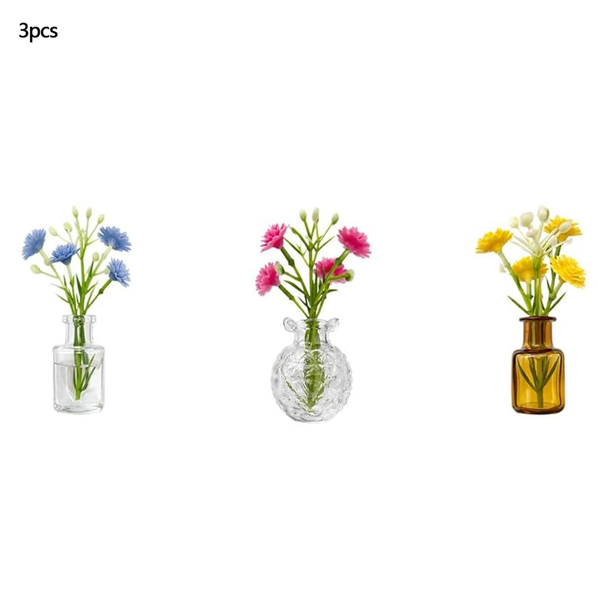 aimants decoratifs mini vases fleurs artificielles differentes couleurs transparentes champetre refrigerateur