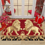 tapis sol lions doré rouge salon bain bordure florale classique 30x50cm 40x60cm polyester