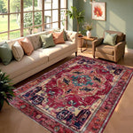 tapis rouge ornements floraux velours épais antidérapant chambre salon traditionnel