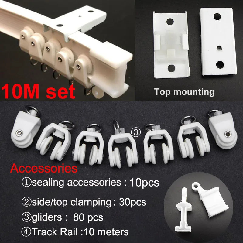 rideau glissière blanc moderne clips top clamping glissière flexible plastique 1m 2m 3m