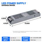 alimentation led 12v 24v 60w 100w 150w 200w 300w 400w transformateur silencieux gris perforé