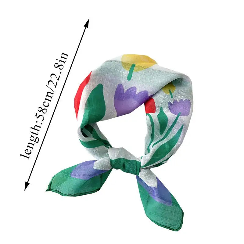foulard carré femme coton lin motif fleurs multicolore bandana léger accessoire mode été printemps