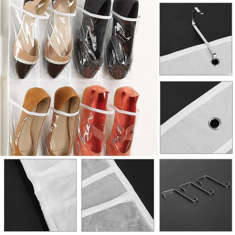rangement mural porte chaussures 24 poches transparent crochets moderne suspension chambre