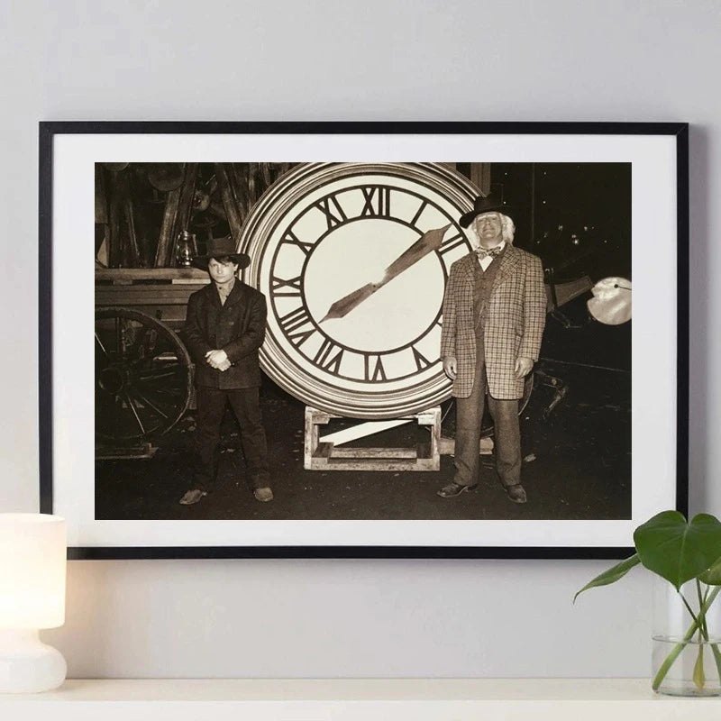horloge murale vintage noir blanc cadran romain toile impression moderne chambre salon