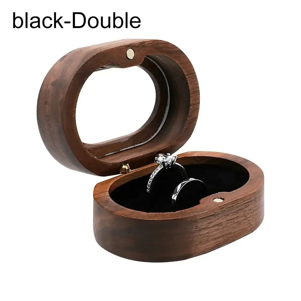 boîtes bijoux marron naturel classique anneaux rangement portable couple