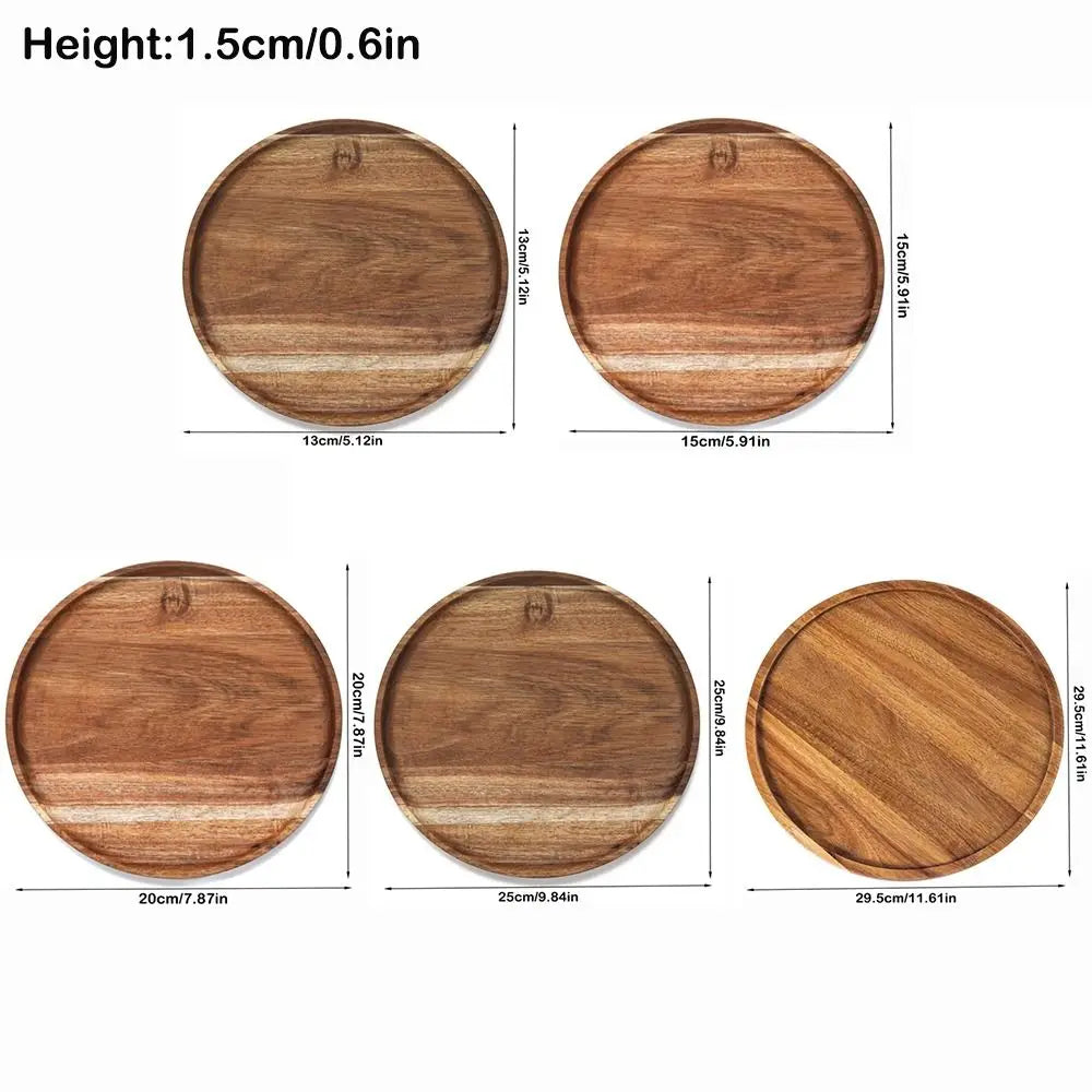 assiette ronde bois marron clair minimaliste rustique dîner pain grande petite