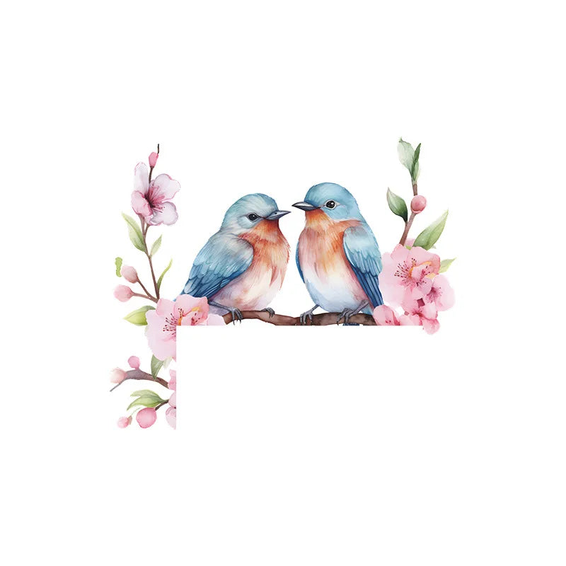 interrupteur mural oiseaux bleus fleurs roses adhésif pvc moderne décoration chambre salon blanc
