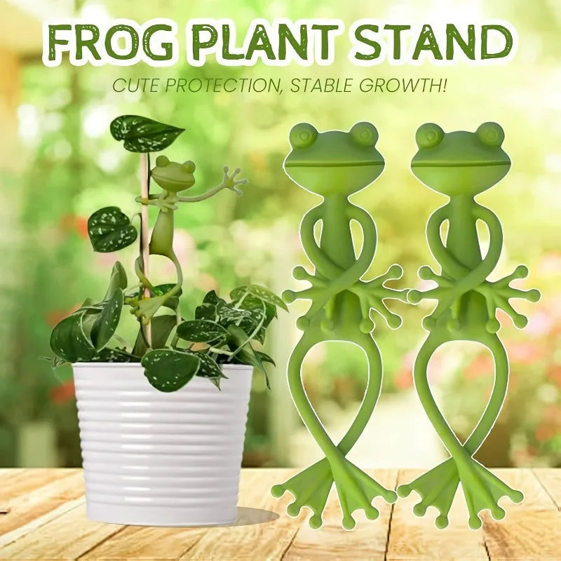 support plante forme grenouille verte mignon adhésif texturé pot succulente decoration jardinière