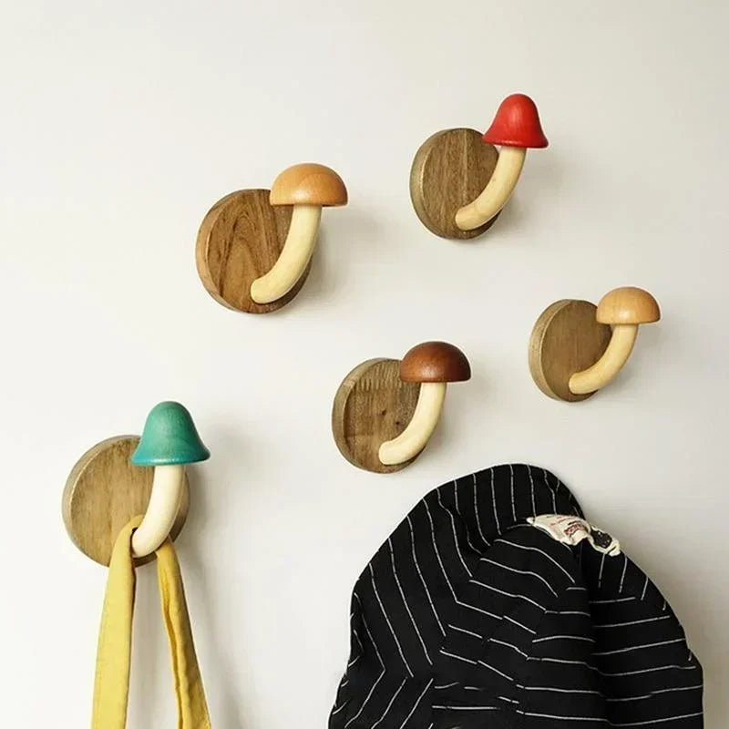 porte clothes champignon bois naturel adhésif moderne minimaliste vert rougeversible cuisine chambre 85mm