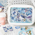 sac main blanc imprimé papillons fleurs cœurs cadres moderne détaillé