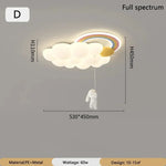 lampe suspendue moderne enfantine nuage arc ciel blanc jaune licorne cordon fixe chambre enfants