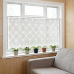 rideau blanc dentelle motifs floraux classique translucide cuisine salon decoration maison 140x60cm polyester Jacquard