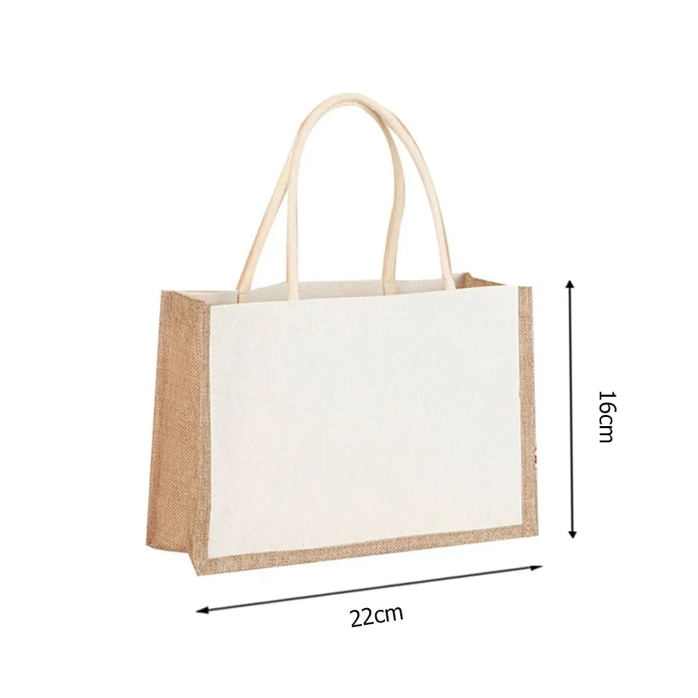 sac main moderne toile jute beige blanc voyage casual tridimensionnel poignées cuir