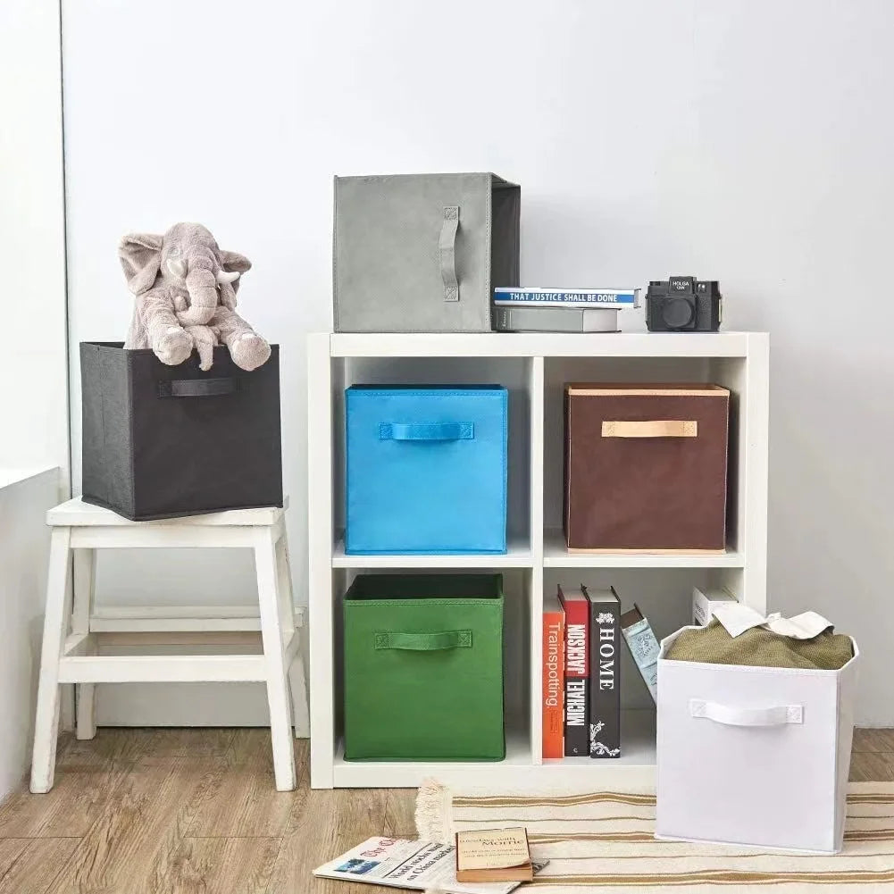boîtes rangement pliables tissu gris beige moderne poignées amovibles respectueux environnement articles divers rectangle