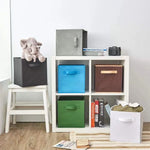 boîtes rangement pliables tissu gris beige moderne poignées amovibles respectueux environnement articles divers rectangle