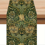 nappe lin motif floral william morris vert foncé beige arts crafts décoration table festive