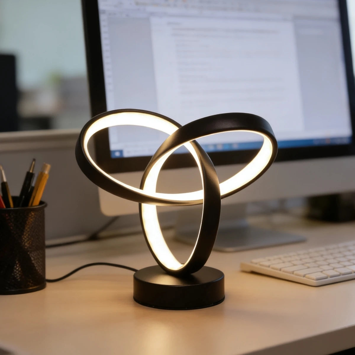lampe led or noir spirale moderne câble alimentation chargeur usb chambre salon
