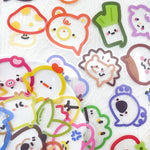autocollants multicolores dessins animés sourires formes géométriques cartoon adhésif 50 pièces étiquettes transparentes amusantes