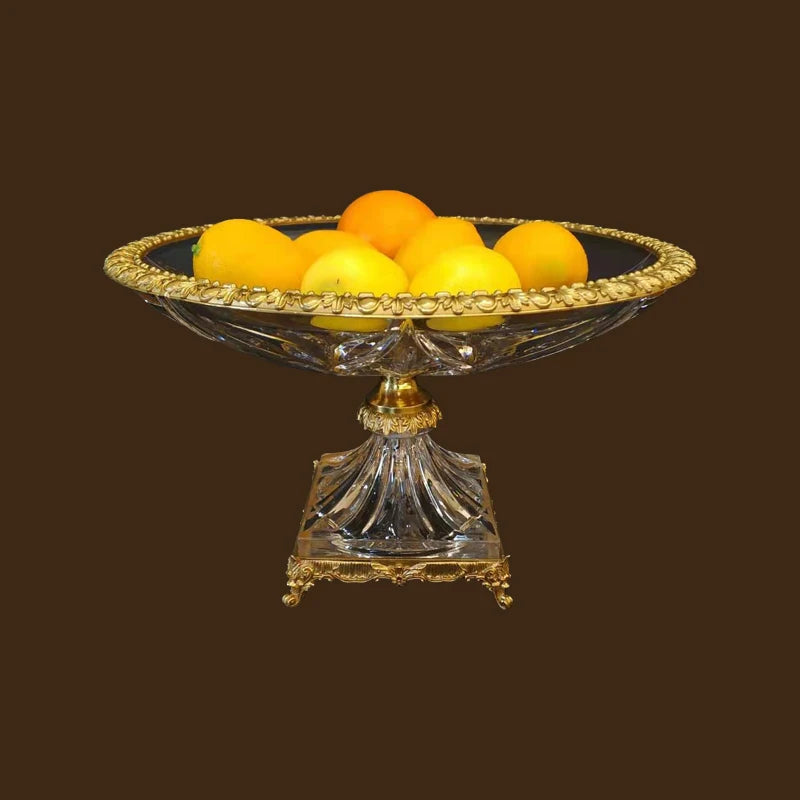 bol fruits pied transparent doré décoration élégante cristal métal vintage classic deco