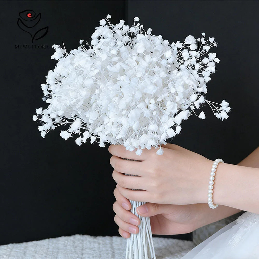 bouquet fleurs séchées blanches décoration intérieure moderne vase transparent anniversaire mariage