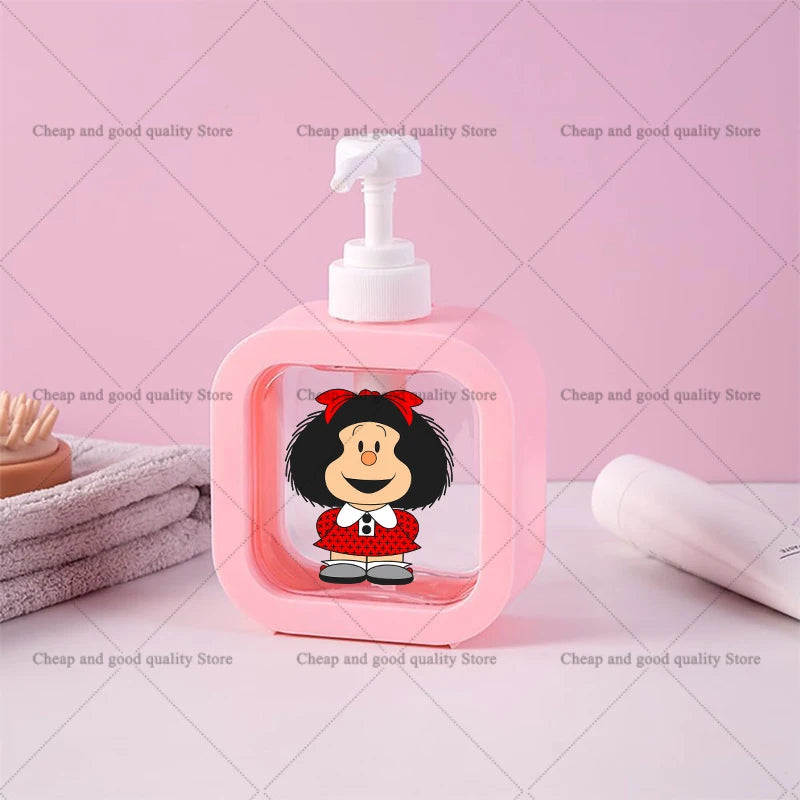 distributeur savon liquide rose personnages animés transparent moderne 300ml rechargeable