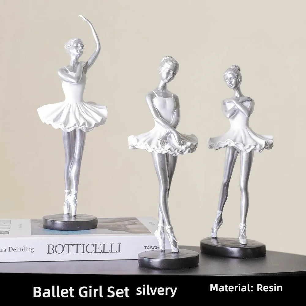 statue danseuse résine or blanc robes ballet décoration chambre enfant collection amateur