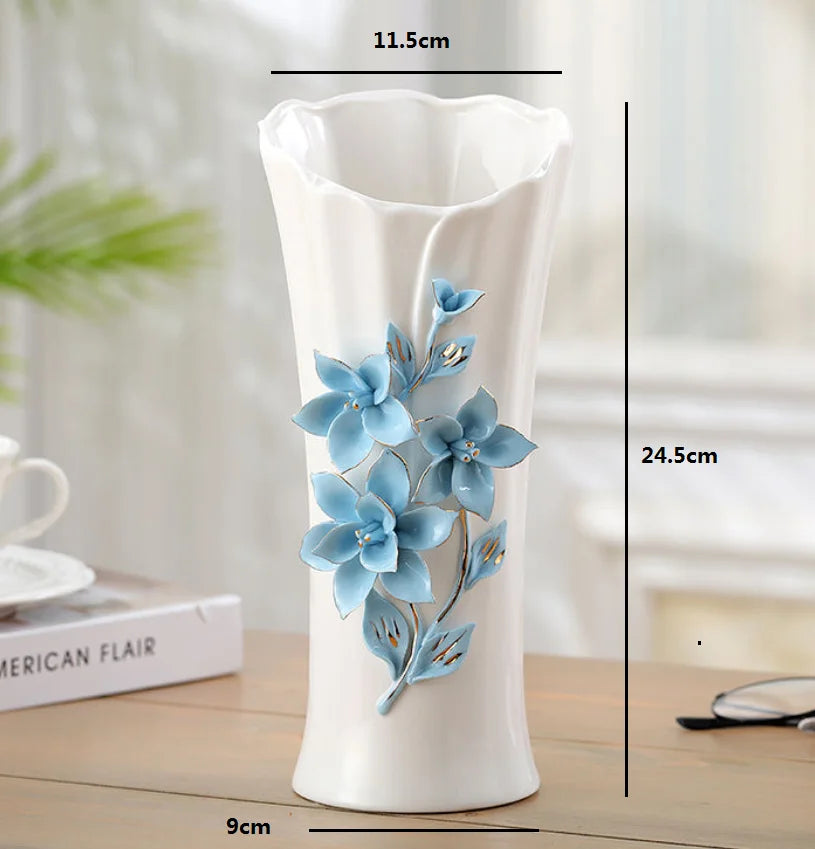 vase porcelaine céramique fleurs relief blanc classique moderne décoration table