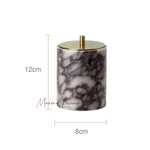 ensemble salle bain marbre violet blanc élégant distributeur savon diffuseur huiles essentielles porte gobelet