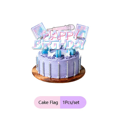 supports cupcakes drapeaux happy birthday rose violet zigzag modernes festifs anniversaire famille réunion