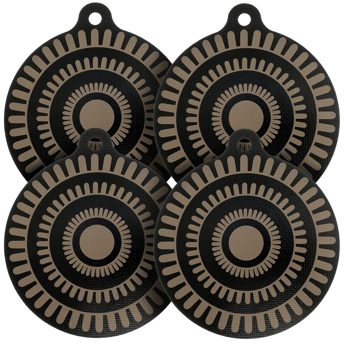 tapis protection silicone induction noir beige rayures moderne 25x22cm thermochromique