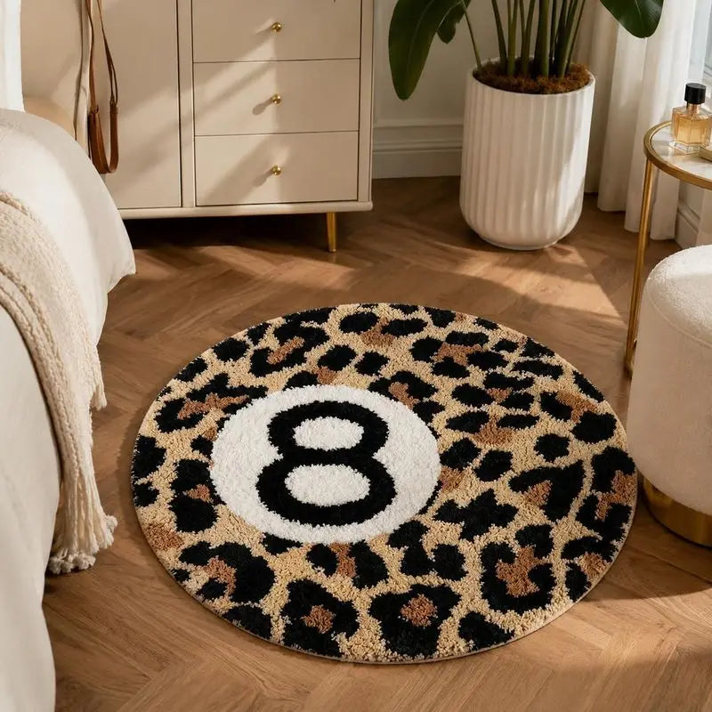 tapis noir blanc léopard chiffre moderne antidérapant polyester salon chambre