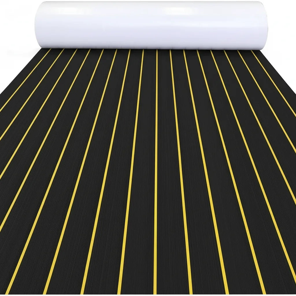revêtement sol bateau mousse eva imitation teck antidérapant adhésif marron noir yacht