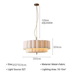 Suspension lumineuse moderne abat jour plissé blanc cassé lampes suspendues éclairage salon LED