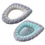couvre siege toilette gris rose vert rayures horizontales doux confortable adhésif peluche coton