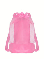 sac dos réutilisable polyestère maille rose bleu vert clair moderne fermeture éclair poche cordon