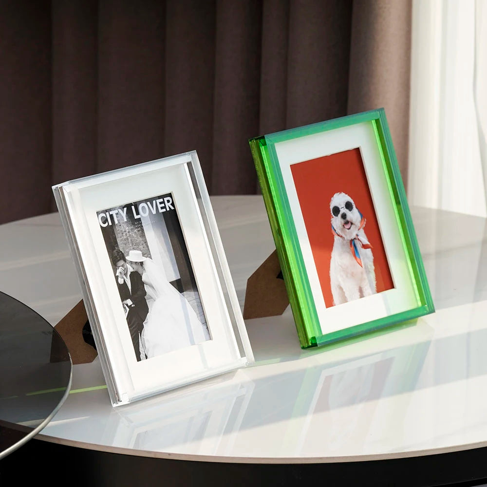 cadre photo acrylique transparent moderne décoratif chambre maison couleur vive fixation murale
