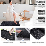 tapis douche antidérapant pebbles moderne noir blanc gris salle bain ventouses pvc respectueux environnement